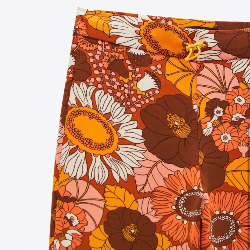Zara Retro Floral Stretchy Pants - Picture 4 of 4